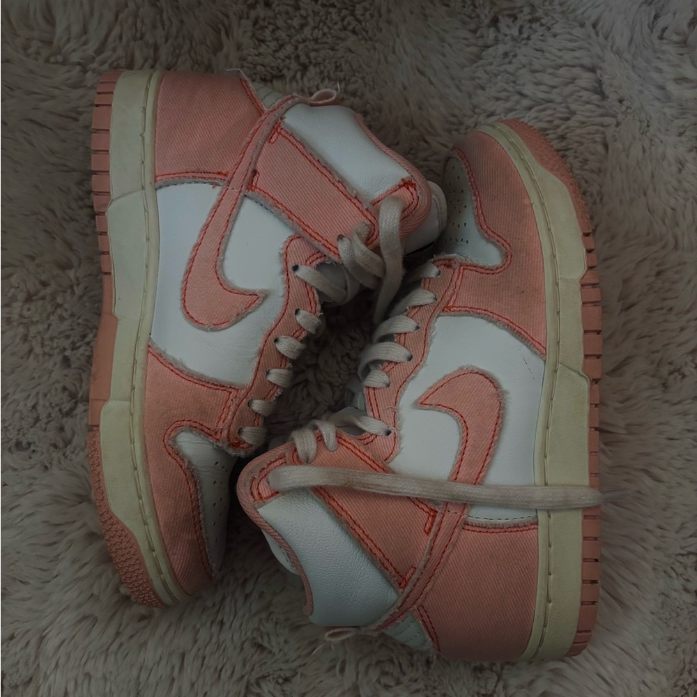 Women's Pink and White High-Top Sneakers Nike